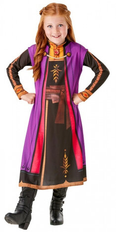 verkleedjurk Anna Frozen 2 meisjes bruin/paars mt 116