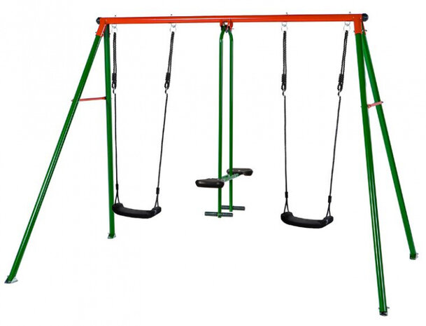 schommel Cancan 275 x 215 x 180 cm staal groen/rood