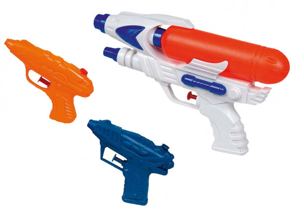 waterpistolenset junior wit/oranje/blauw 3-delig