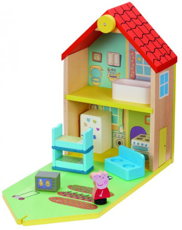 speelset familiehuis Peppa Pig 30 cm hout 7-delig