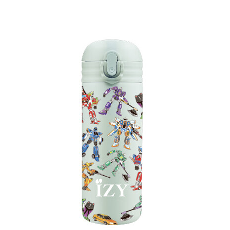 thermosfles met rietje transformers 350 ml RVS groen