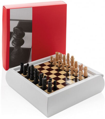 spellenset hout/karton rood/wit 5-delig
