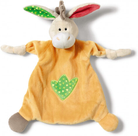 knuffeldoekje Donkey 25 x 25 cm pluche wit/oranje