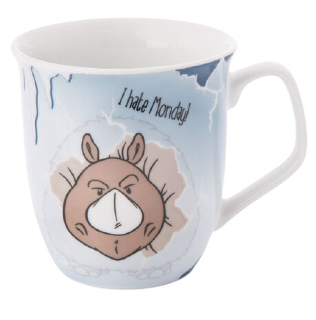 mok Stone Age Friends I hate Monday 410 ml porselein blauw