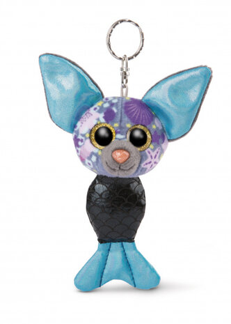 sleutelhanger Glubschis junior 12 cm pluche blauw/zwart