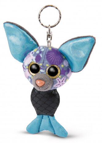 sleutelhanger Glubschis junior 12 cm pluche blauw/zwart