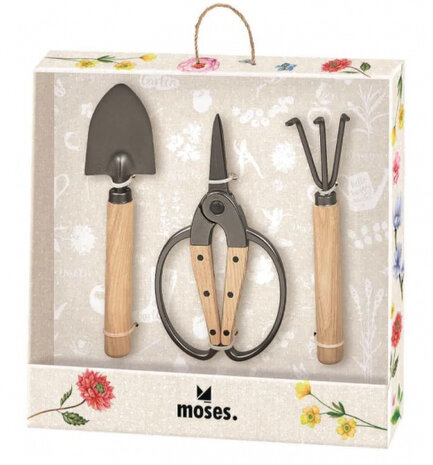 tuingereedschap junior staal/hout 18 cm naturel 3-delig