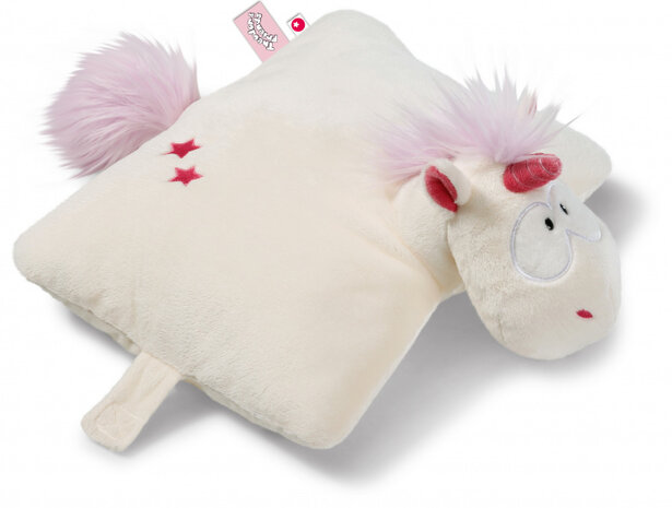 kussen Theodor 40 x 30 cm pluche/polyester roze/wit