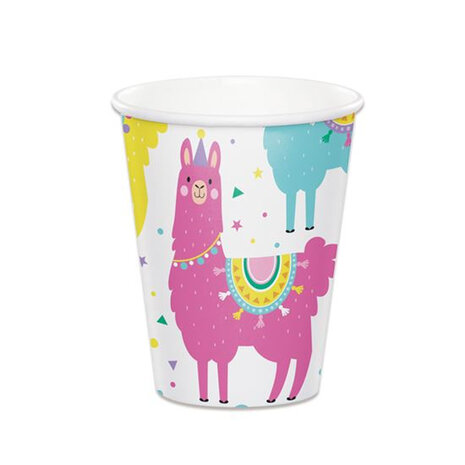 feestbekers Llama party 266 ml karton 8 stuks