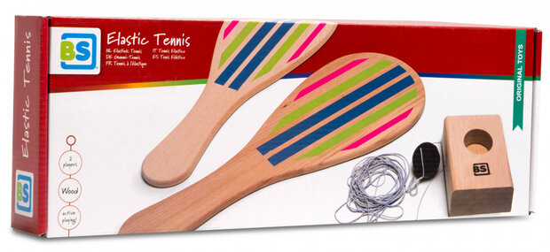 tennis elastiek 35 x 14,5 cm hout naturel 3-delig