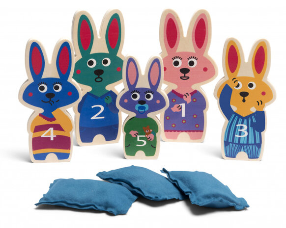 balwerpen Bunnies 12-16 cm hout 8-delig