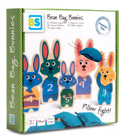 balwerpen Bunnies 12-16 cm hout 8-delig