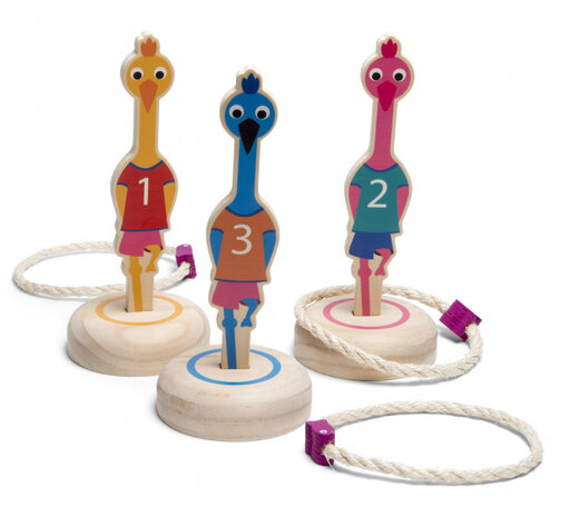 ringwerpen Vogels 22 x 5 cm hout 6-delig