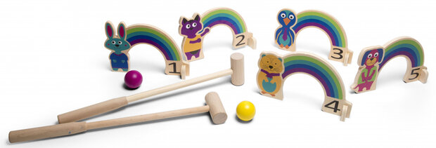 croquet Regenboog 24 x 15 cm hout 9-delig