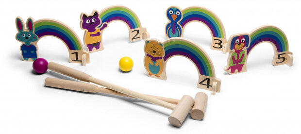 croquet Regenboog 24 x 15 cm hout 9-delig