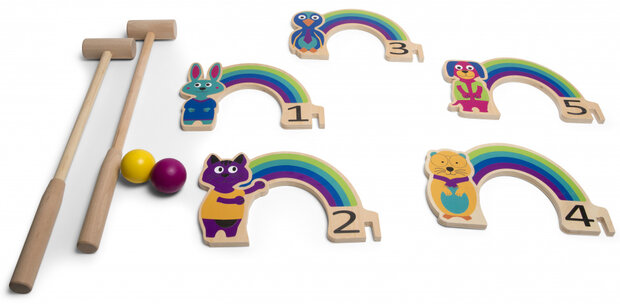 croquet Regenboog 24 x 15 cm hout 9-delig