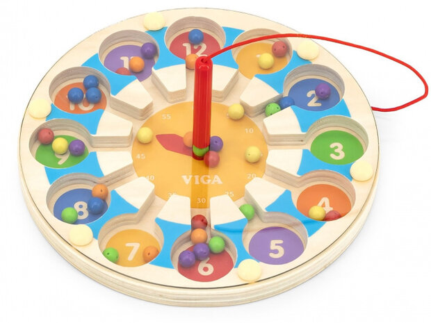 magneetspel klok junior 17,5 cm hout 3-delig