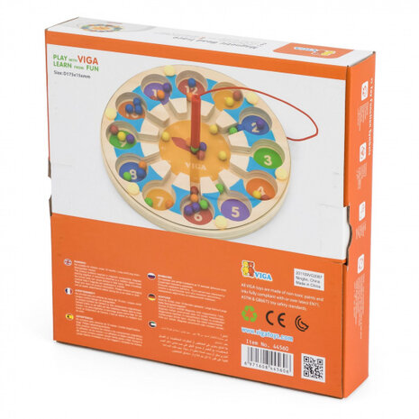 magneetspel klok junior 17,5 cm hout 3-delig