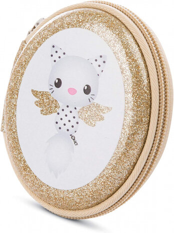 portemonnee kat meisjes 8 cm polyester goud