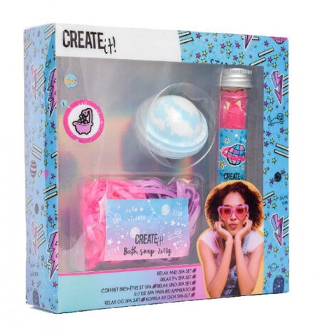 bad en spa set meisjes paars/roze 4-delig