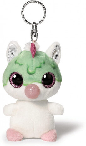 sleutelhanger eenhoorn junior 9 cm pluche wit/groen