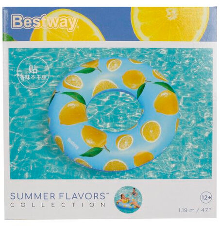 zwemband Lemon junior 106 x 27 cm vinyl blauw/geel