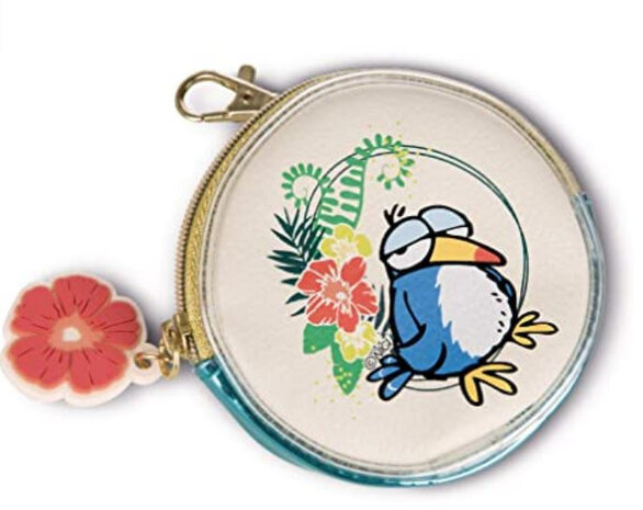 mini-portemonnee Jungle Dan 9 cm kunstleer beige