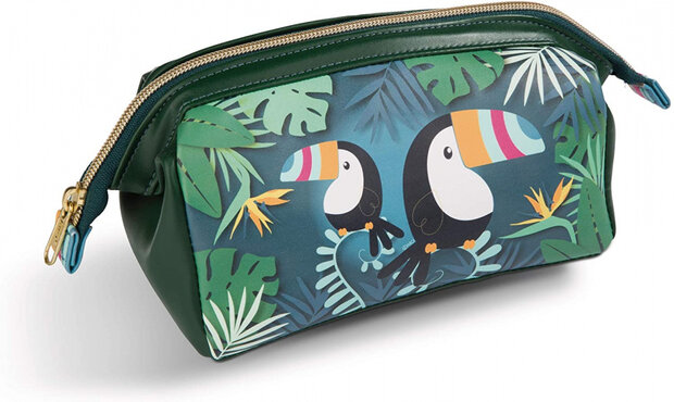 make-up tasje 18 x 12 cm kunstleer groen