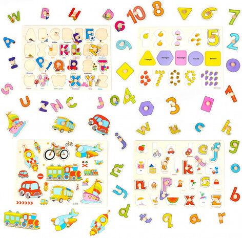 vormenpuzzel junior 22,5 x 30 cm hout 4 stuks