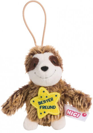 knuffelhanger Luiaard vriend junior 10 cm polyester bruin
