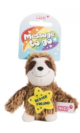 knuffelhanger Luiaard vriend junior 10 cm polyester bruin