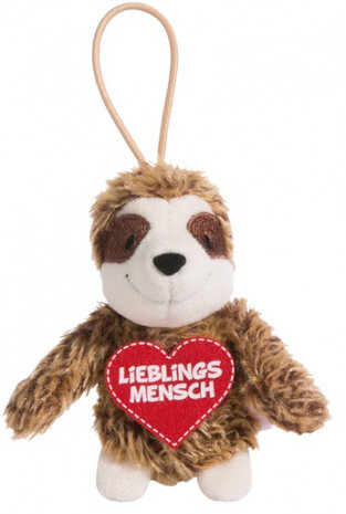 knuffelhanger Luiaard junior 10 cm polyester bruin/rood