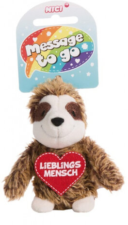 knuffelhanger Luiaard junior 10 cm polyester bruin/rood