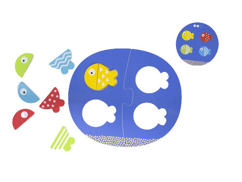 puzzel Fish Match &amp; Mix junior 25 x 19 cm blauw 12-delig