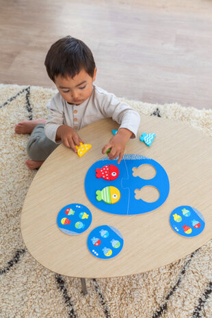 puzzel Fish Match &amp; Mix junior 25 x 19 cm blauw 12-delig