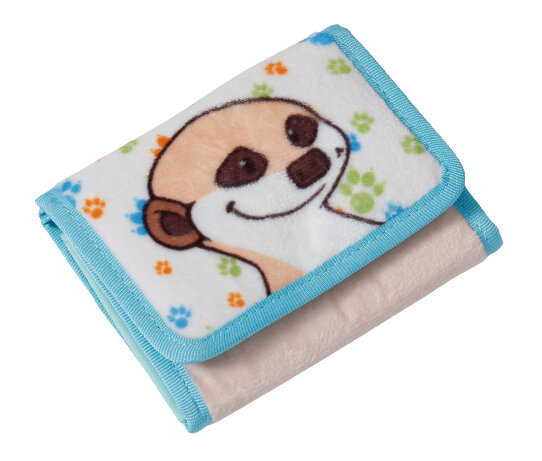 portemonnee Meerkat junior 11 x 9 cm pluche blauw/beige