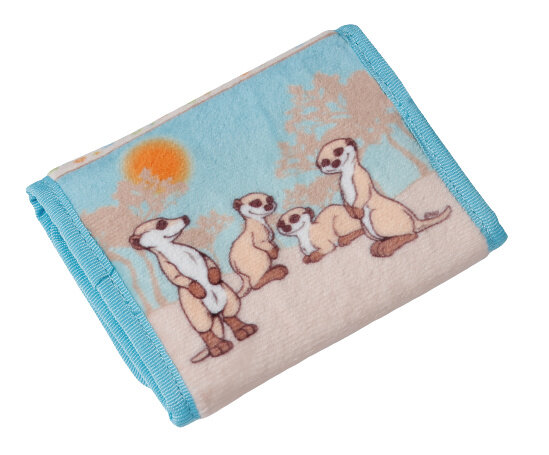 portemonnee Meerkat junior 11 x 9 cm pluche blauw/beige