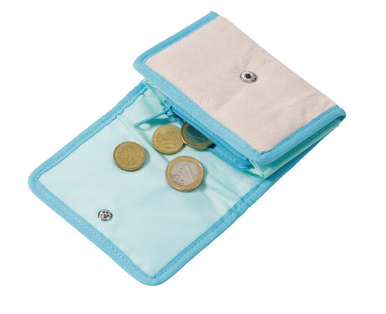 portemonnee Meerkat junior 11 x 9 cm pluche blauw/beige