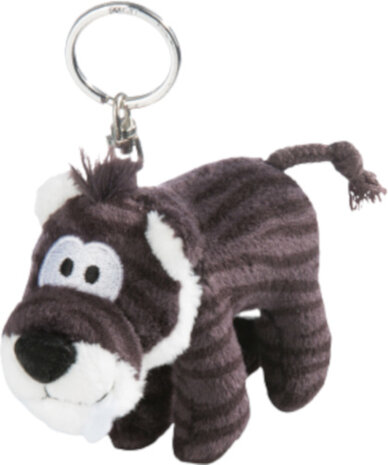 sleutelhanger Sabretooth Tiger&nbsp;junior 10 cm pluche grijs