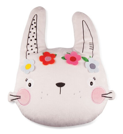 kussen junior 35 cm polyester wit/groen
