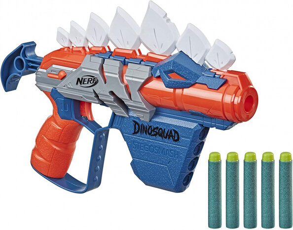 speelpistool Stegosmash Dinosquad blauw/rood 6-delig