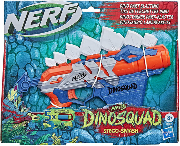 speelpistool Stegosmash Dinosquad blauw/rood 6-delig