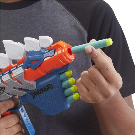 speelpistool Stegosmash Dinosquad blauw/rood 6-delig