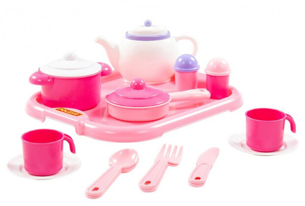 serviesset meisjes 31 x 25,5 cm roze 19-delig