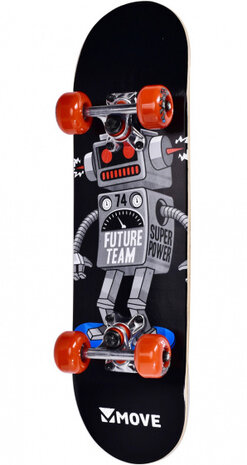 skateboard Robot 61 cm hout/aluminium zwart/oranje