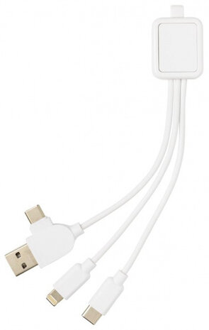 oplaadkabel 6-in-1 antimicrobieel 16,8 cm ABS wit