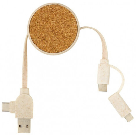 oprolkabel 4-in-1 100 cm kurk/ABS bruin