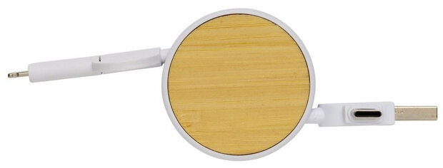 oprolkabel Ontario 4-in-1 100 cm bamboe/TPE wit