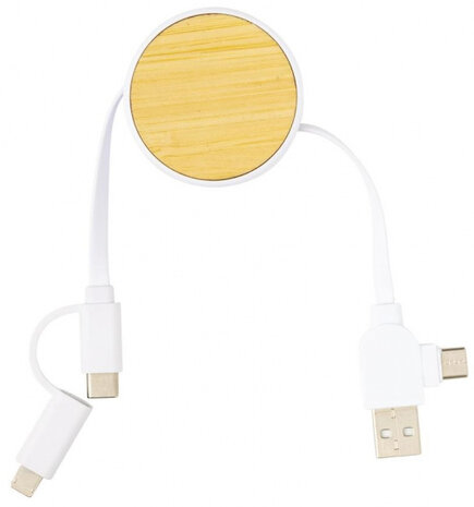 oprolkabel Ontario 4-in-1 100 cm bamboe/TPE wit