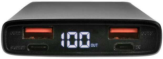 powerbank 10.000 mAh 18W aluminium/ABS zwart